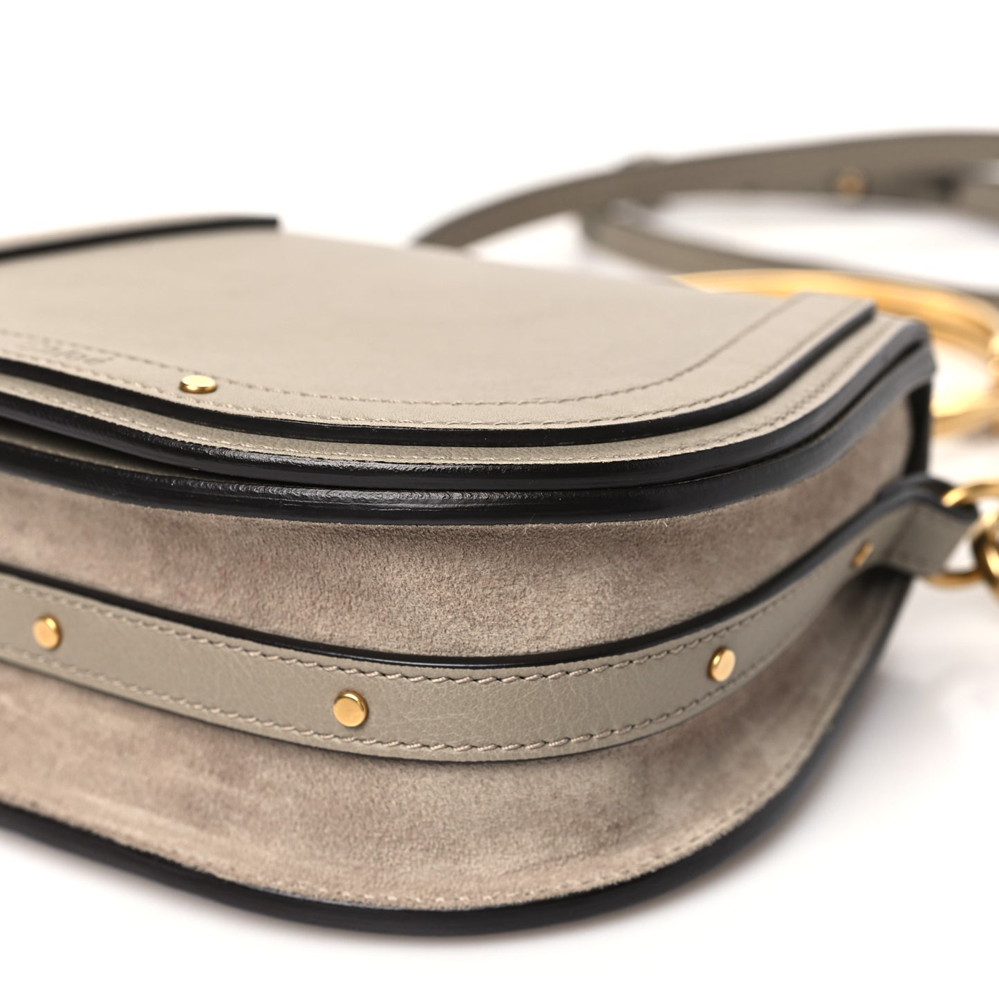Calfskin Suede Small Nile Bracelet Bag Motty Grey