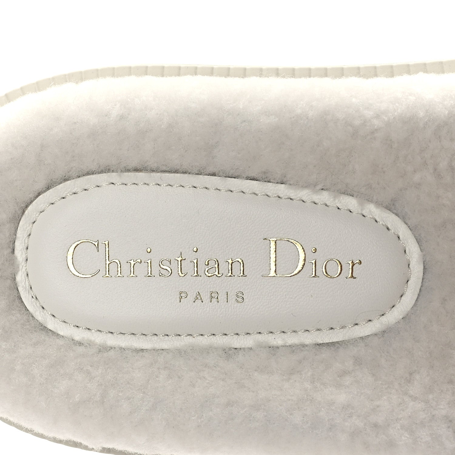 Christian Dior Shearling Canvas Lurex Embroidered Dway 10mm Slide Sandals 38 Natural Platinum 7 of 7