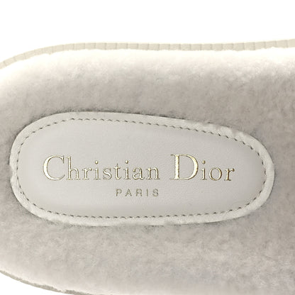 Christian Dior Shearling Canvas Lurex Embroidered Dway 10mm Slide Sandals 38 Natural Platinum 7 of 7