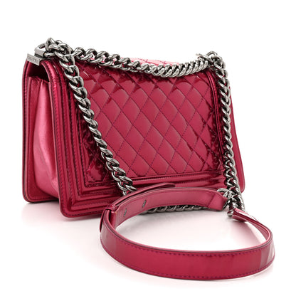 Chanel Metallic Patent Calfskin Quilted Medium Boy Flap Pink 3 of 15