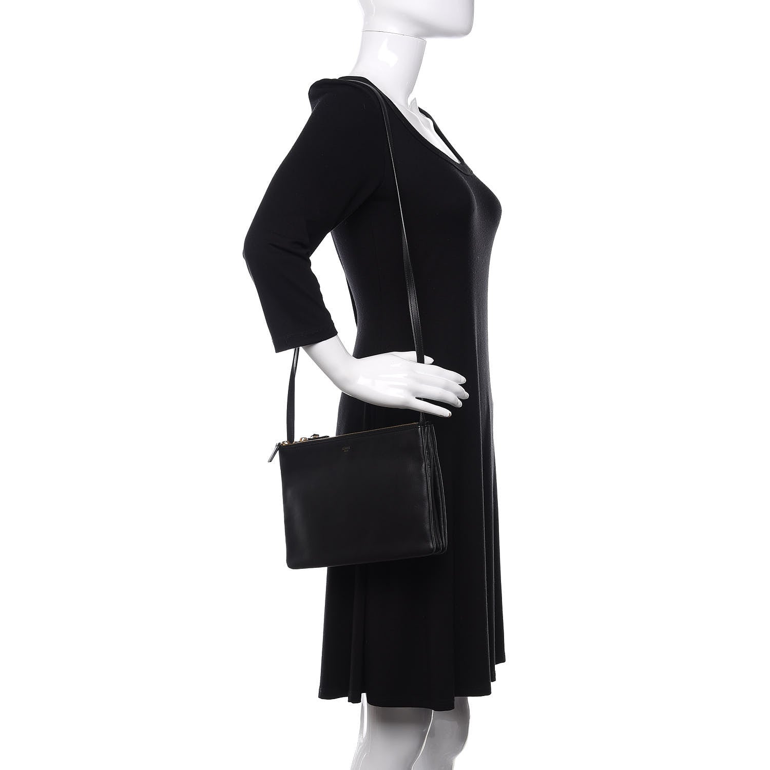 Celine Lambskin Large Trio Crossbody Bag Black 2 of 12