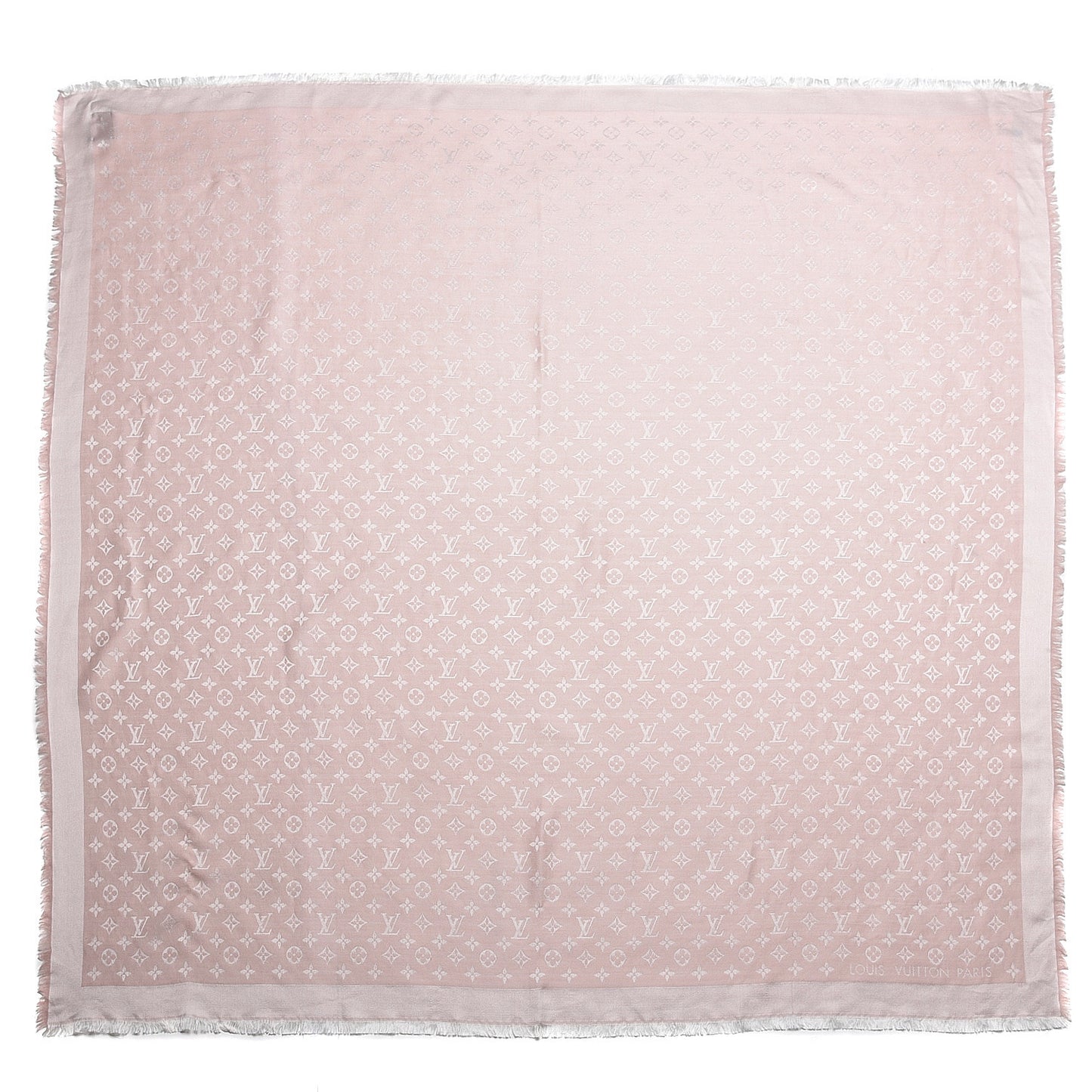 Silk Wool Monogram Denim Shawl Rose