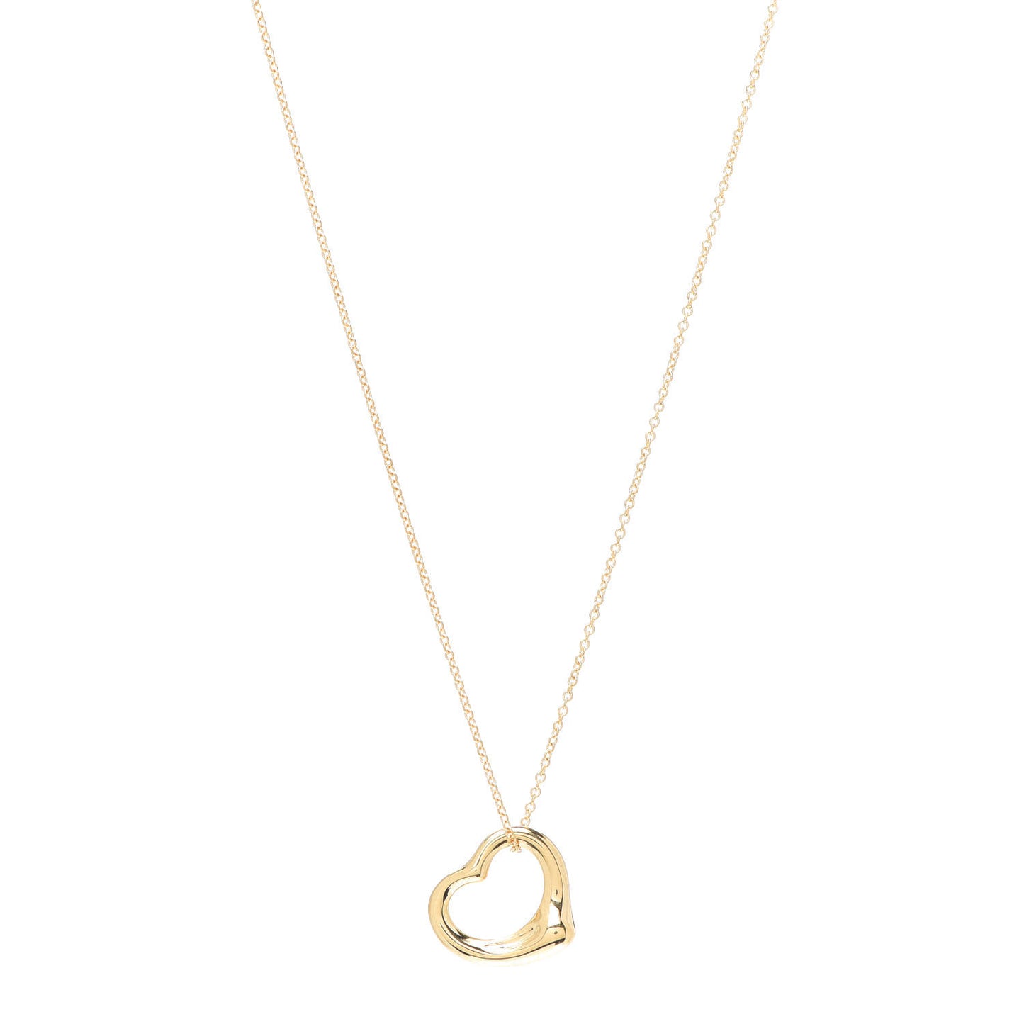 18K Yellow Gold 16mm Elsa Peretti Open Heart Pendant Necklace