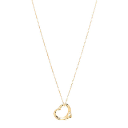Tiffany 18K Yellow Gold 16mm Elsa Peretti Open Heart Pendant Necklace 1 of 6
