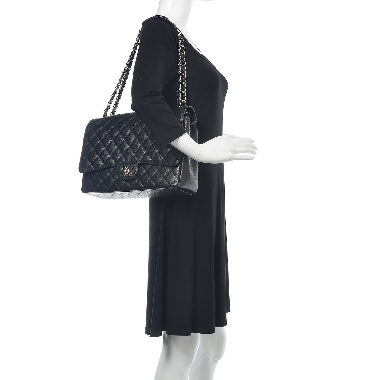Caviar Quilted Maxi Double Flap Black