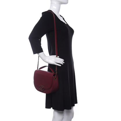 Chanel Shiny Calfskin Goatskin Quilted Medium Coco Curve Messenger Flap Burgundy 2 of 16