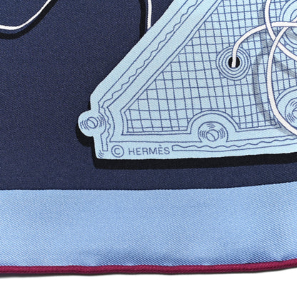 Hermes Silk Merveilleuses Lanternes Scarf 90 Marine Jaune Bleu Ciel 3 of 6