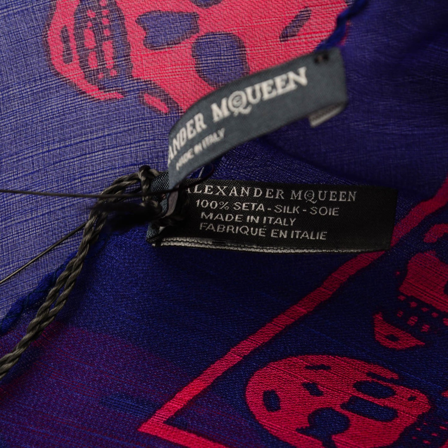 Silk Chiffon Skull Scarf Blue Red