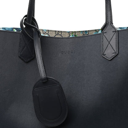 Gucci GG Supreme Monogram Blooms Medium Reversible Tote Beige Blue Navy 14 of 17