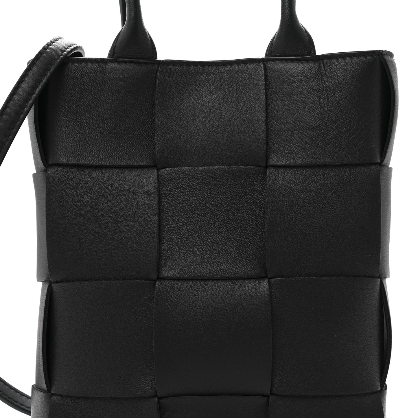 Lambskin Maxi Intrecciato Mini North South Cassette Tote Black