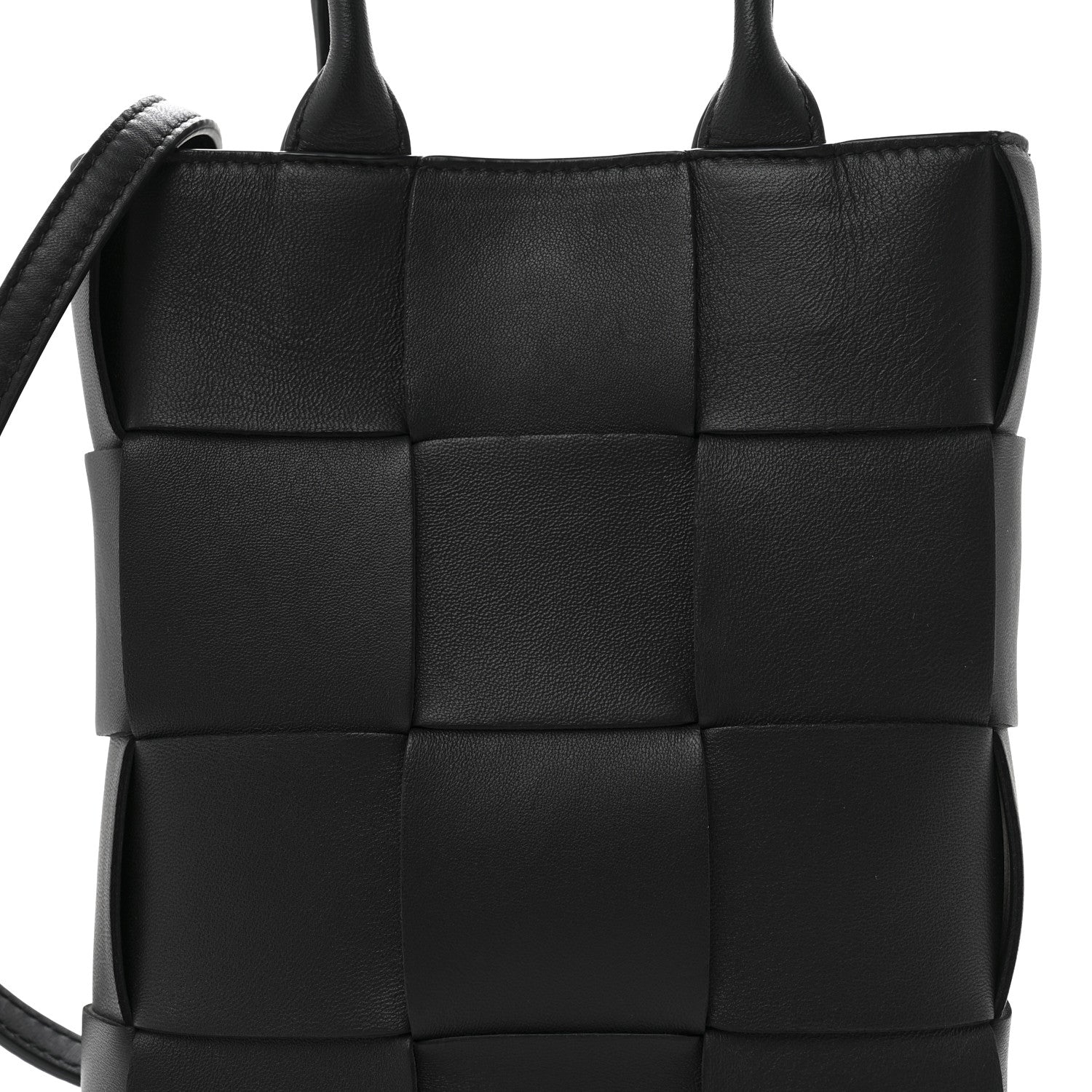 Bottega Veneta Lambskin Maxi Intrecciato Mini North South Cassette Tote Black 8 of 12