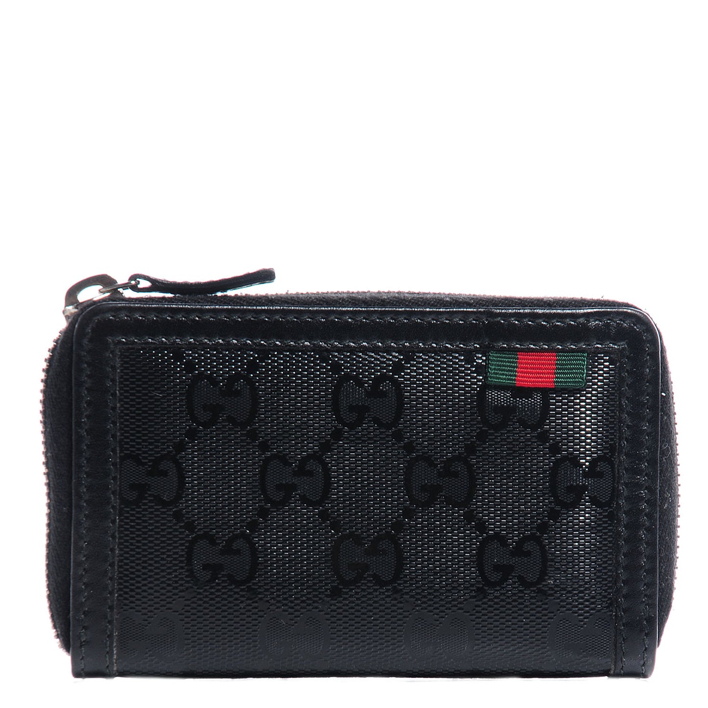 Imprime Monogram Zip Around Card Case Black