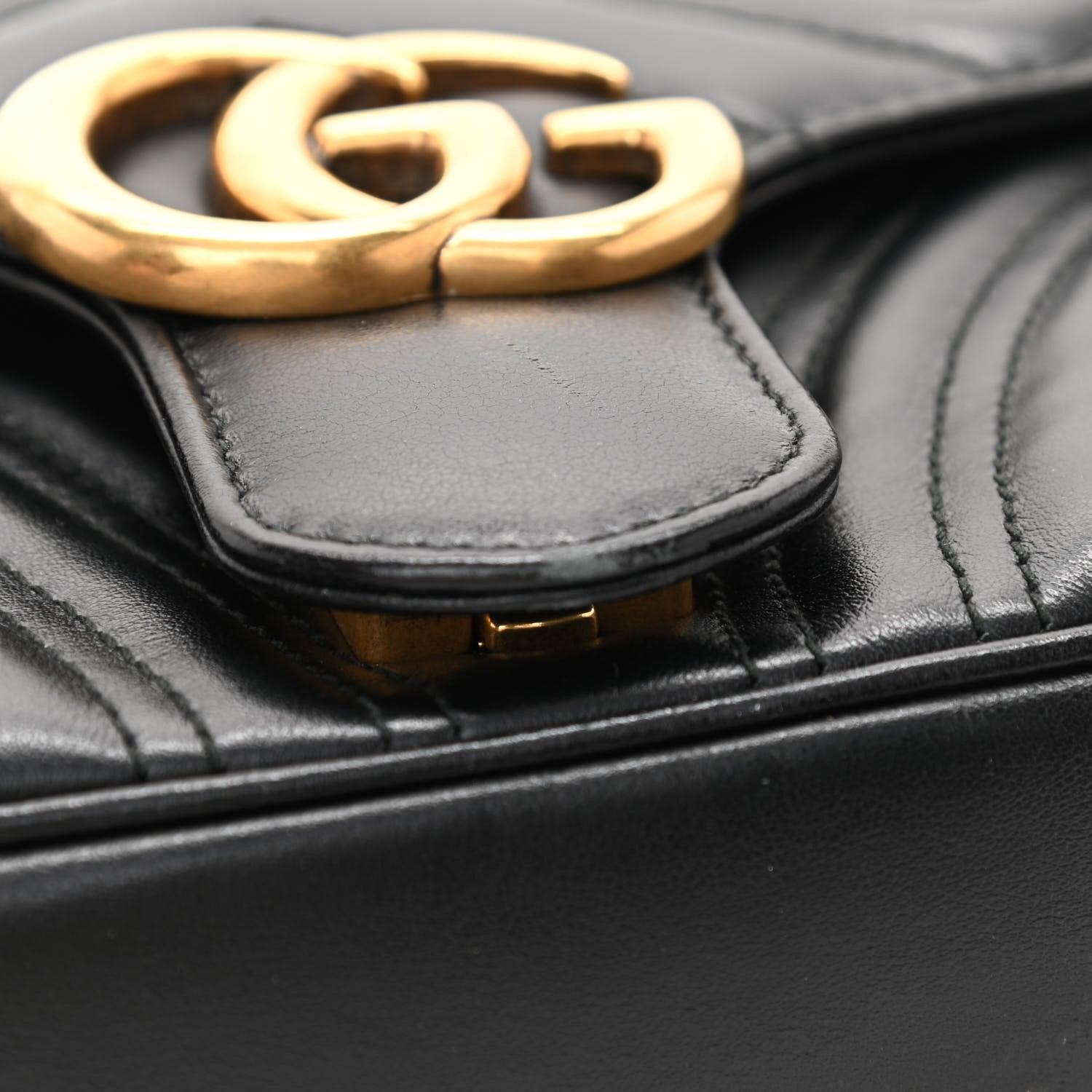Gucci Calfskin Matelasse Small GG Marmont Shoulder Bag Black 10 of 10