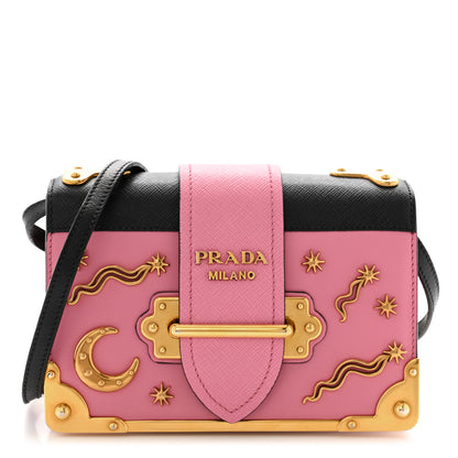 Prada City Calf Saffiano Astrology Cahier Bag Fuxia Black 1 of 14