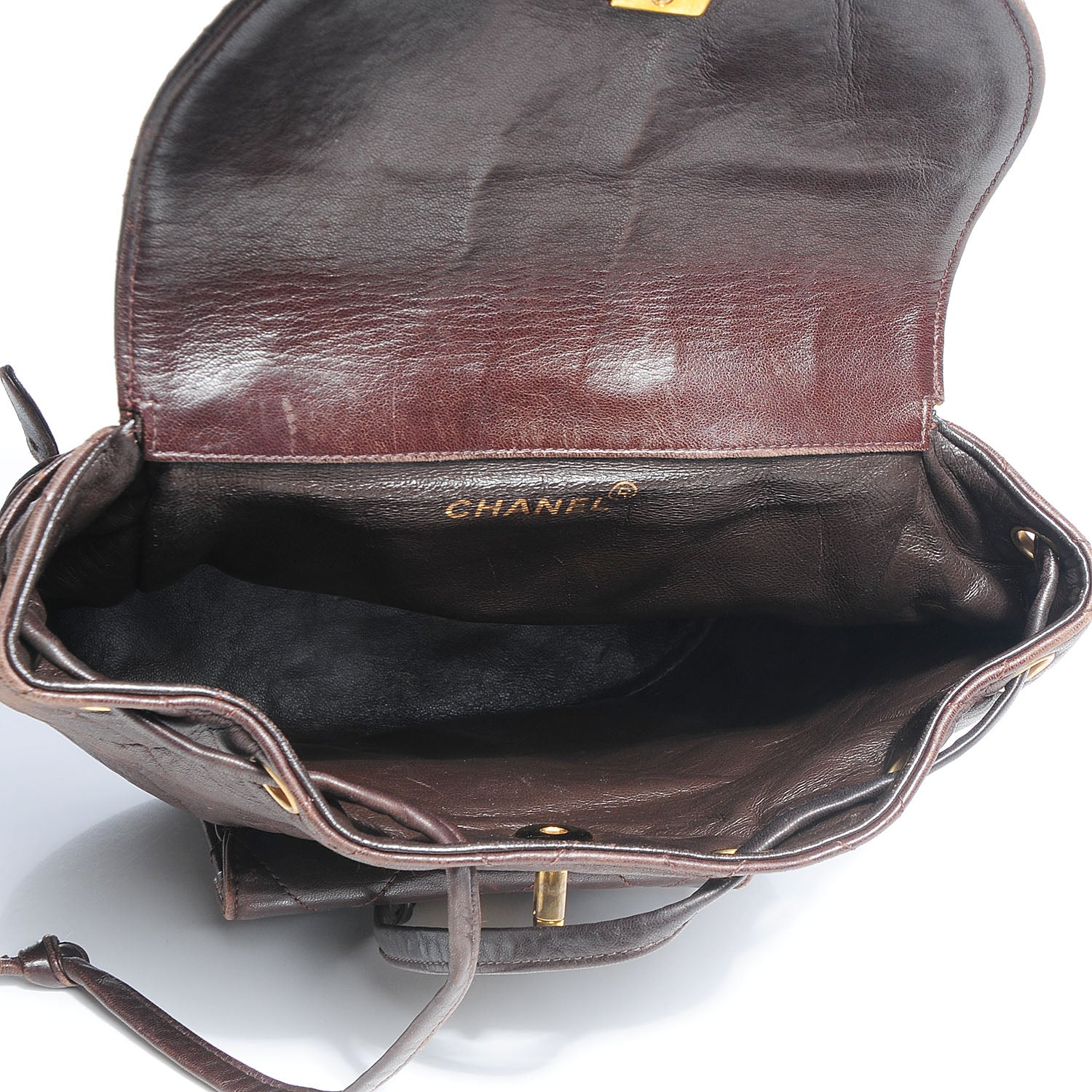 Chanel Lambskin Quilted Backpack Brown 7 of 7