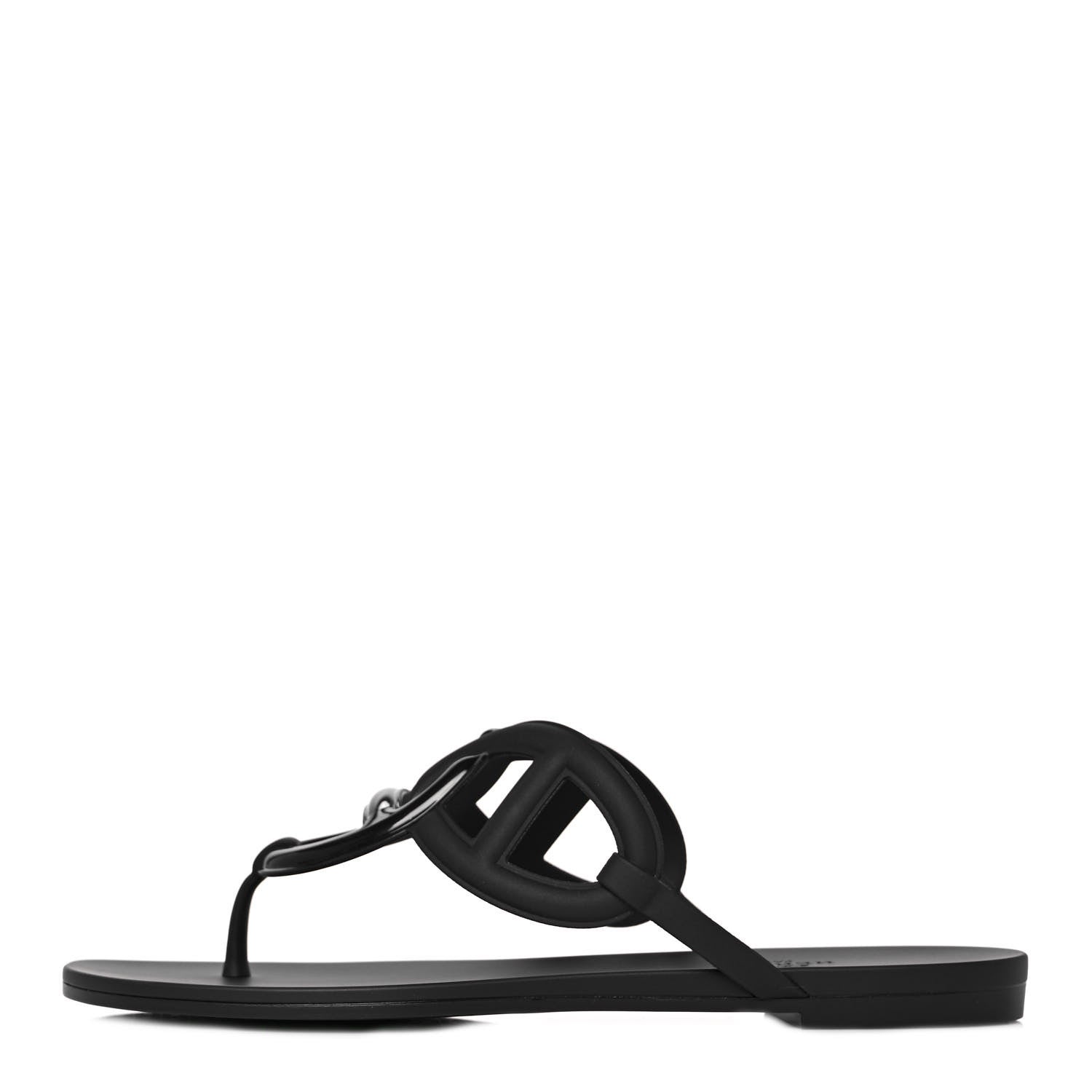 Hermes Rubber Womens Egerie Sandals 37 Black 1 of 9
