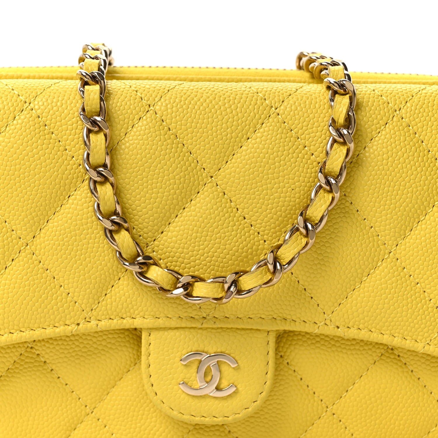 Chanel Lambskin Quilted Flap Phone Holder With Chain Yellow 8 of 10