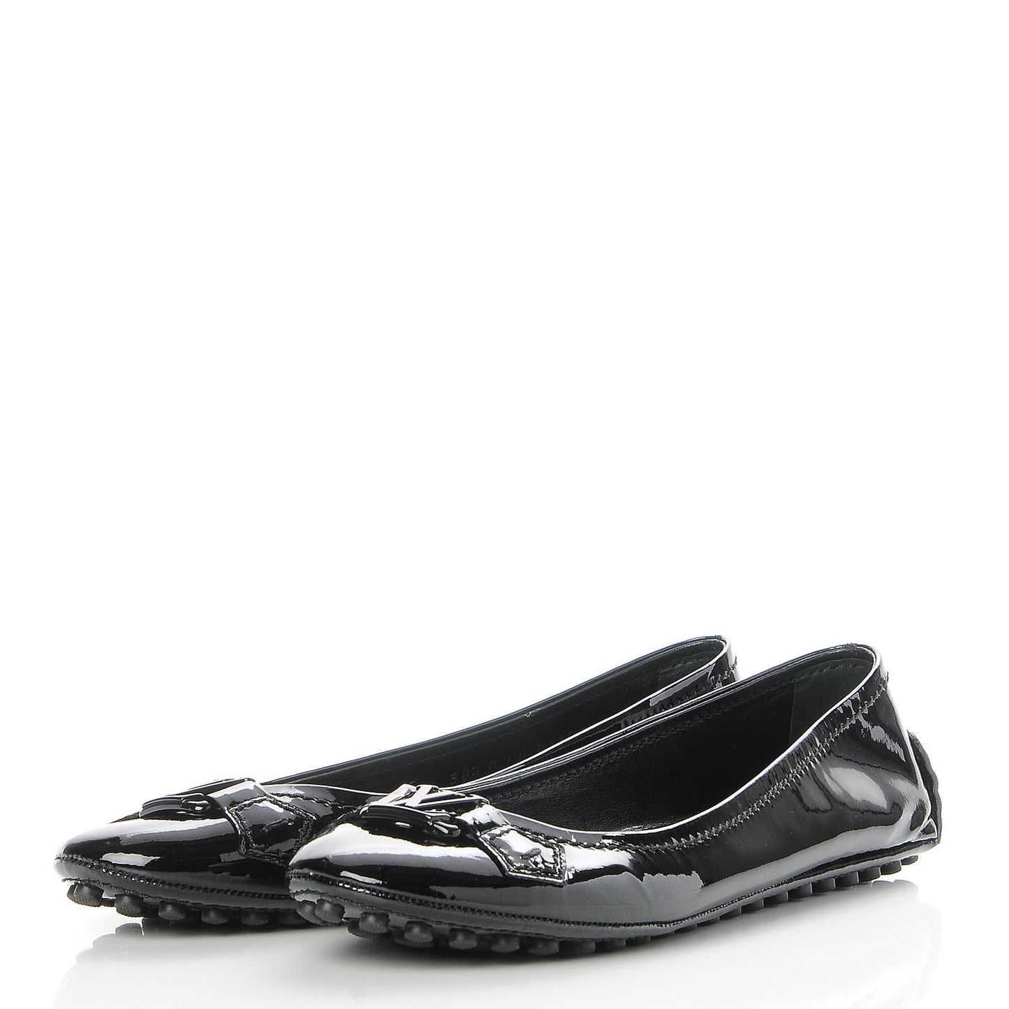 Patent Calfskin Oxford Ballerina Flats 38.5 Black