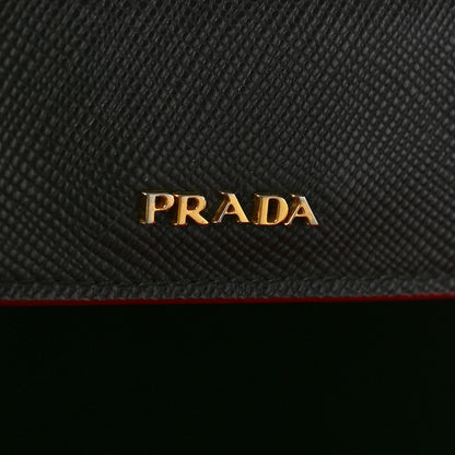 Prada Saffiano Cuir Medium Double Bag Black Fuoco 7 of 13