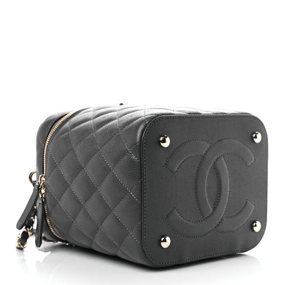 Chanel Caviar Quilted Small Top Handle Vanity Case With Chain Dark Grey 3 of 8