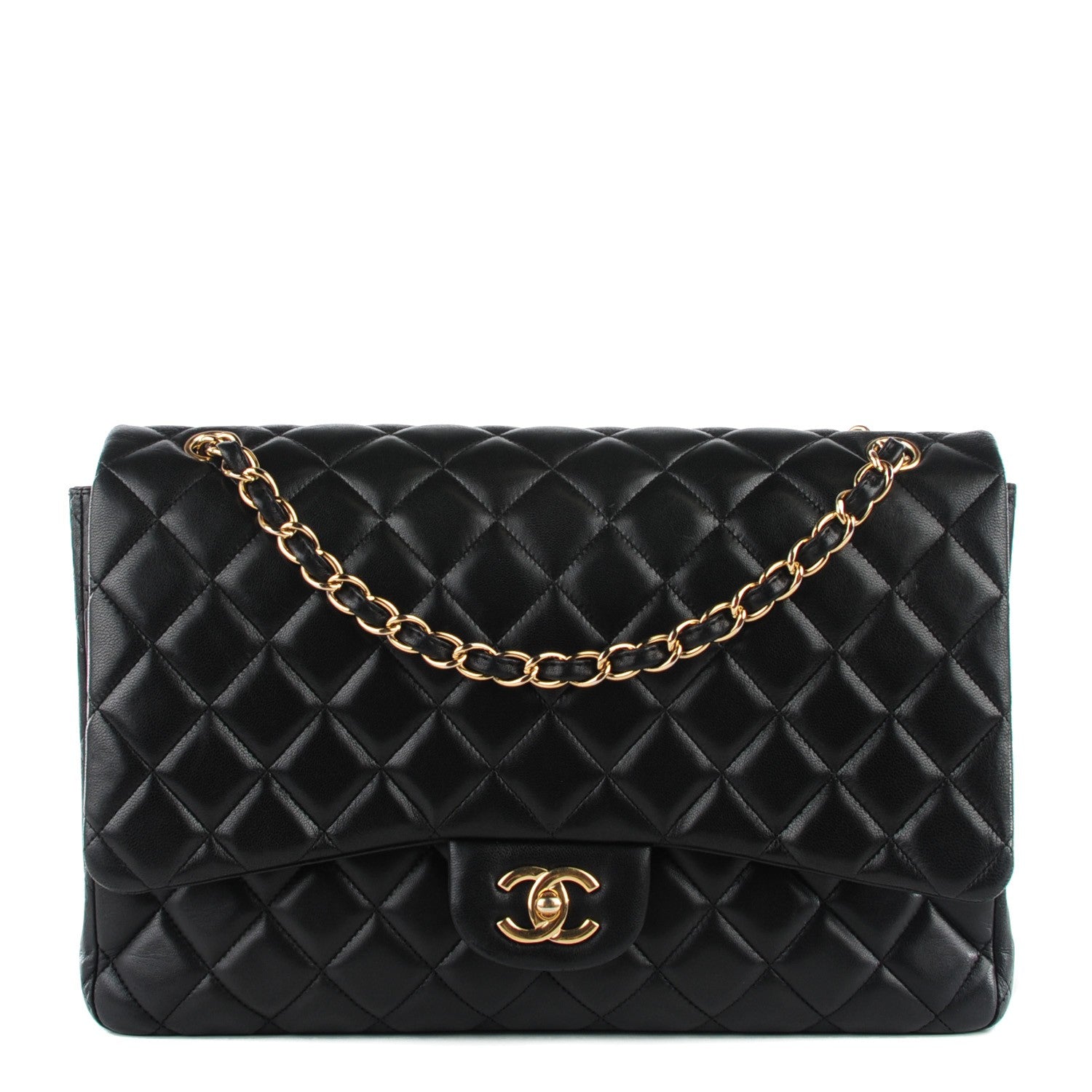 Chanel Lambskin Quilted Maxi Single Flap Black 1 of 8