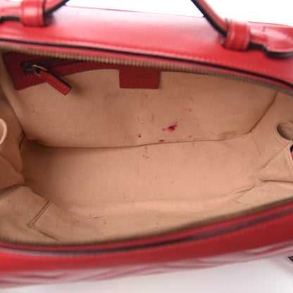 Gucci Calfskin Matelasse Sylvie Web Small GG Marmont Top Handle Shoulder Bag Hibiscus Red 4 of 11