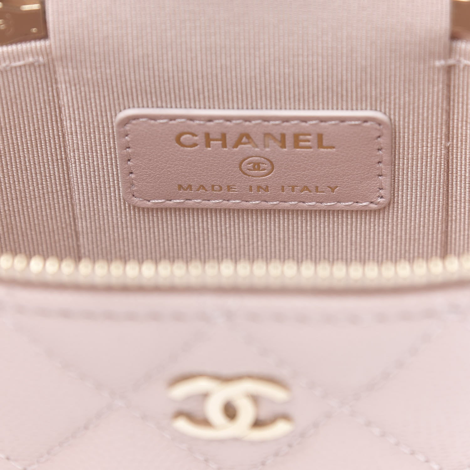 Chanel Caviar Quilted Small Vertical Coco Beauty Vanity Case With Chain Light Pink 6 of 10