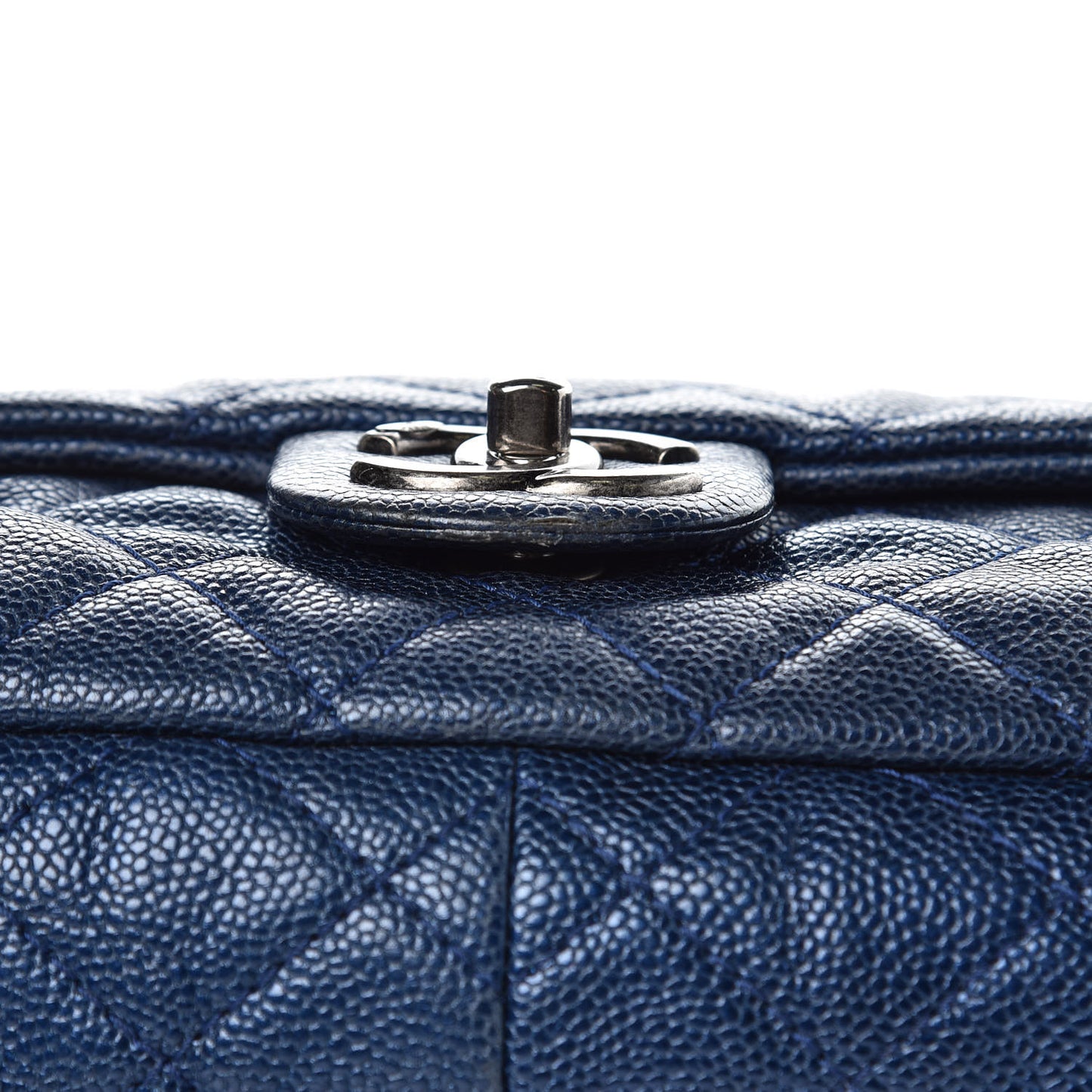 Iridescent Caviar Quilted Large Chic Flap Blue