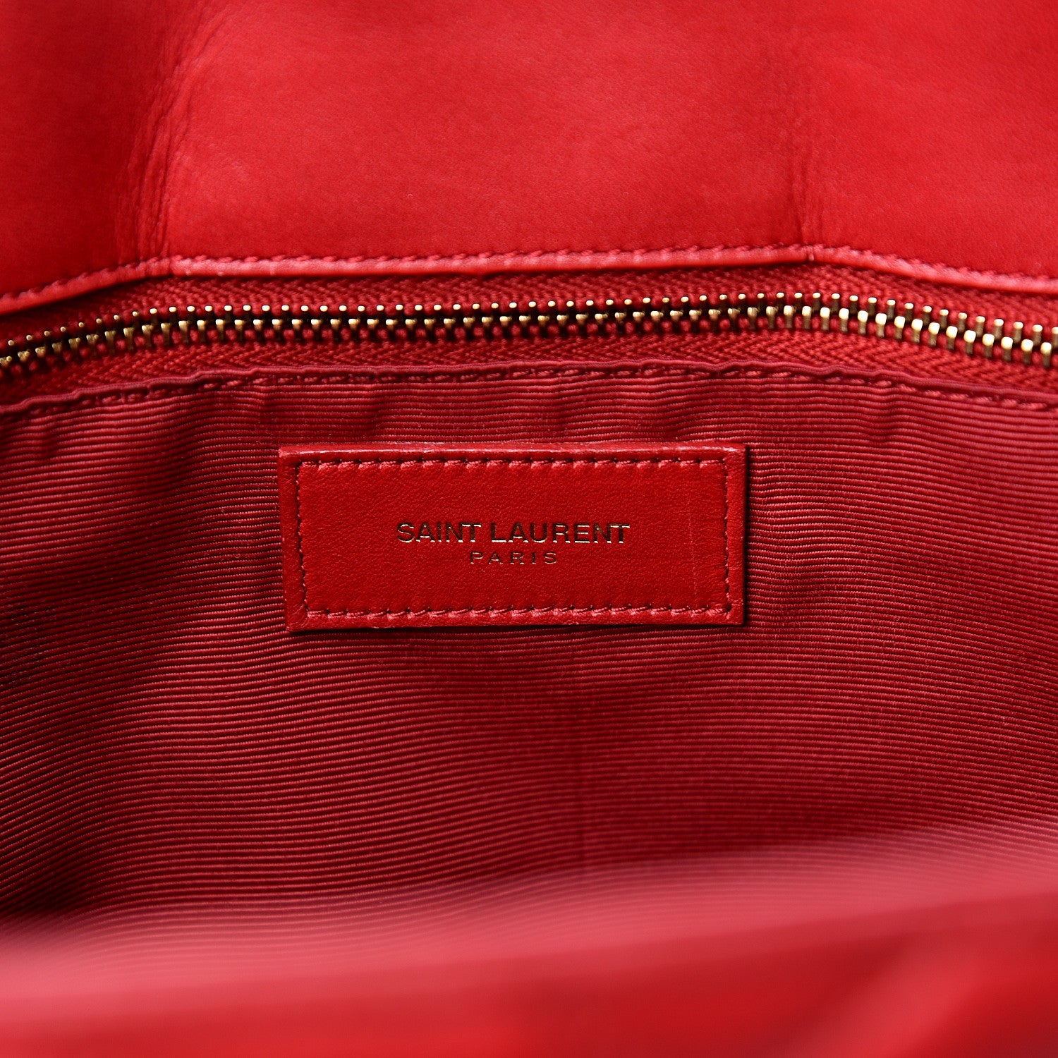 Saint Laurent Smooth Calfskin Matelasse Chevron Monogram Shopping Bag Red 5 of 15