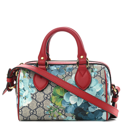 Gucci GG Supreme Monogram Blooms Mini Boston Navy Blue Hibiscus 1 of 10