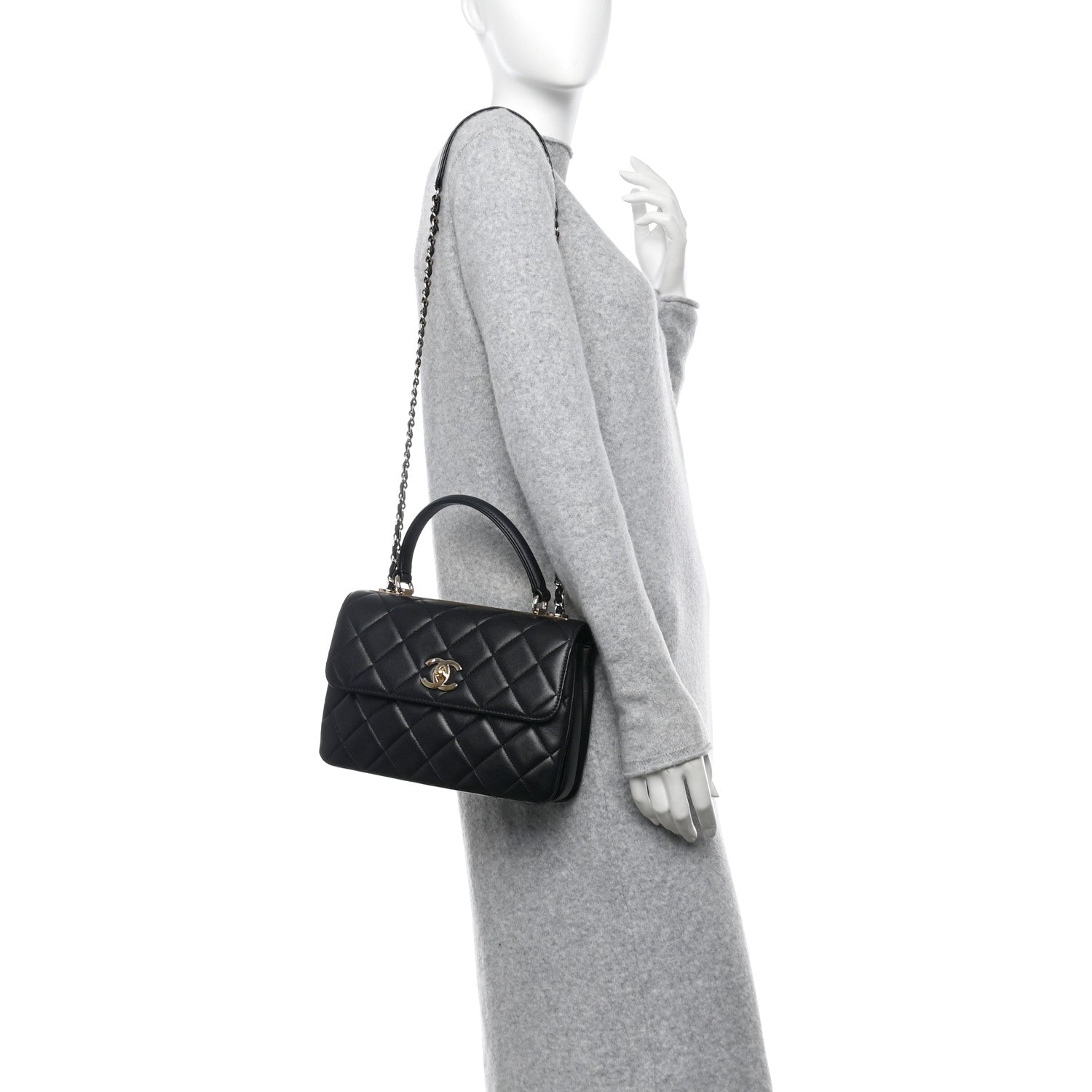 Chanel Lambskin Quilted Small Trendy CC Dual Handle Flap Bag Black 2 of 13