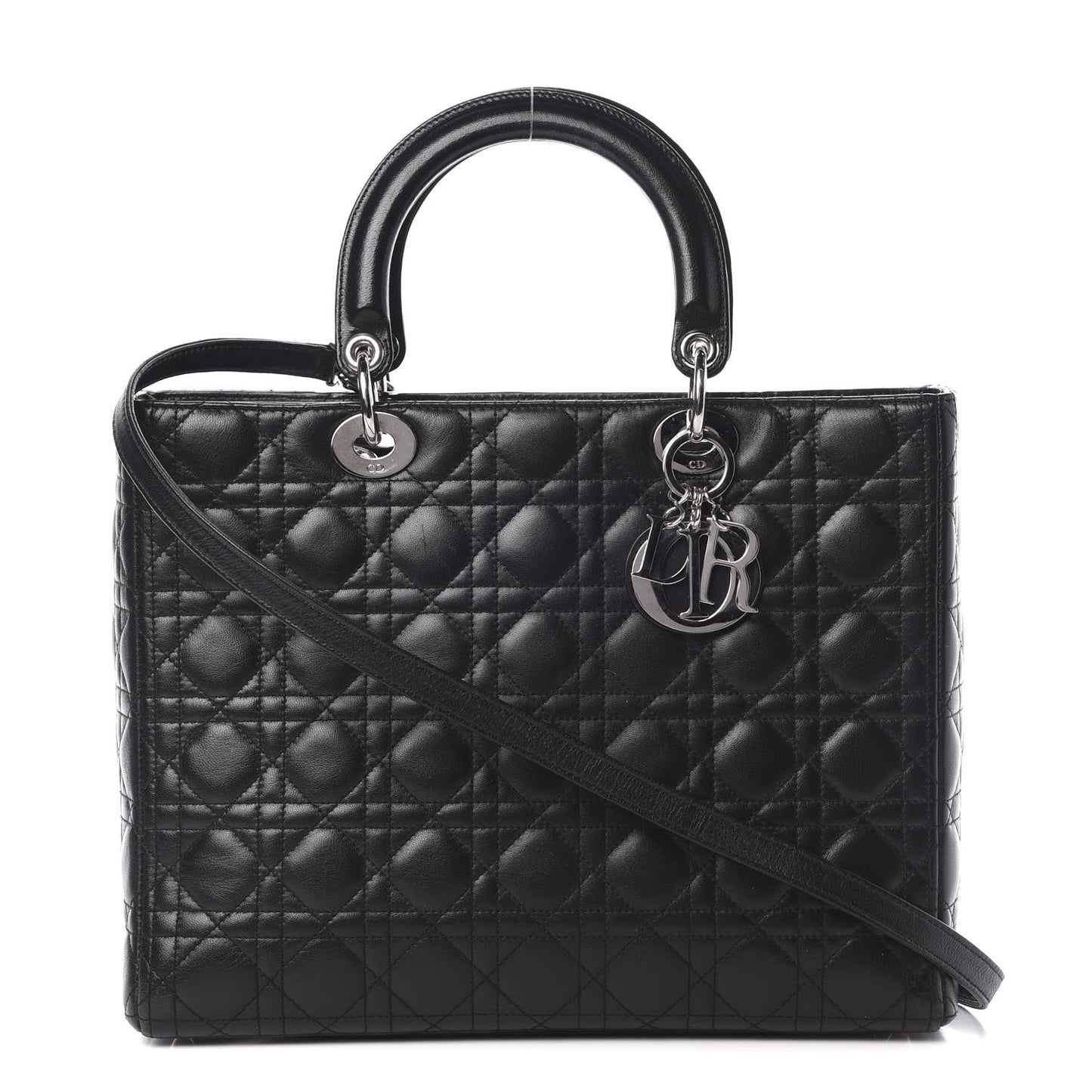 Lambskin Cannage Large Lady Dior Black
