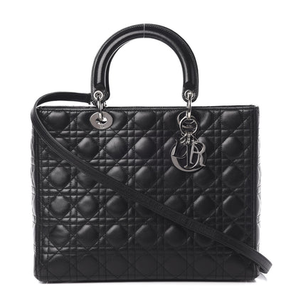 Christian Dior Lambskin Cannage Large Lady Dior Black 1 of 15