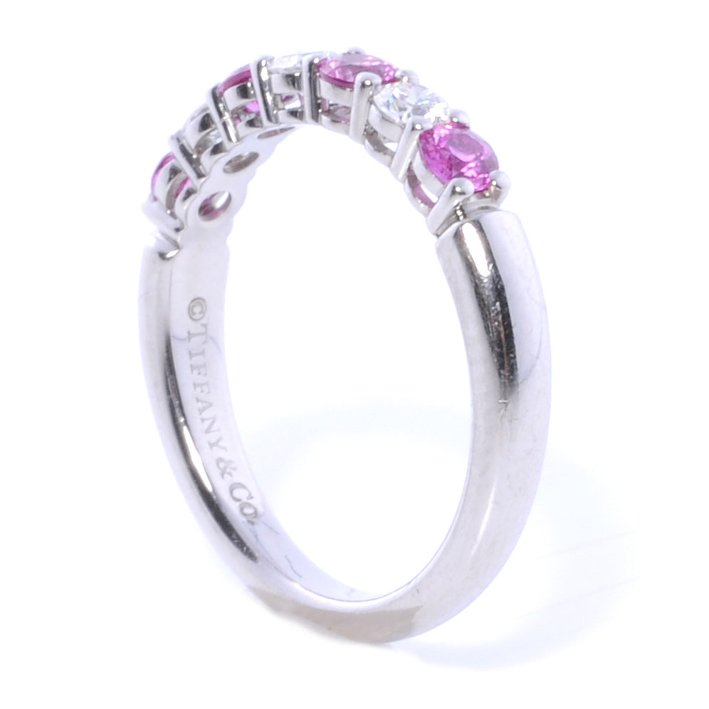 Platinum Diamond Pink Sapphire 3mm Ring 6