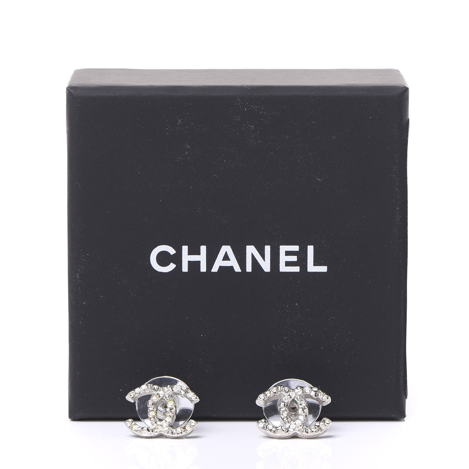 Chanel Crystal CC Earrings Silver 5 of 5