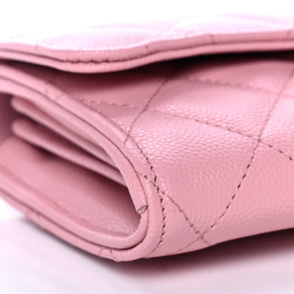 Chanel Caviar Quilted Large Gusset Flap Wallet Light Pink 10 of 12
