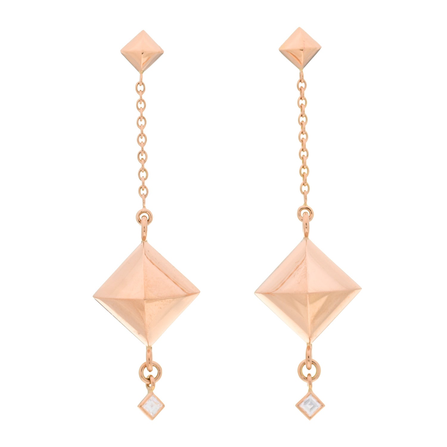 Hermes 18K Rose Gold Diamond PM Collier de Chien Rock Earrings 1 of 5