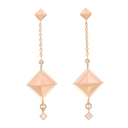 Hermes 18K Rose Gold Diamond PM Collier de Chien Rock Earrings 1 of 5
