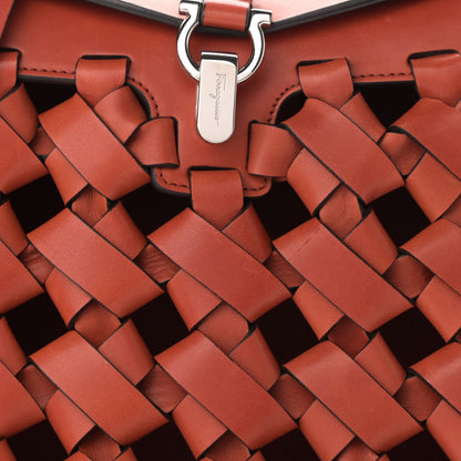 Salvatore Ferragamo Woven Calfskin New Line Shoulder Bag Copper Bronze 9 of 15