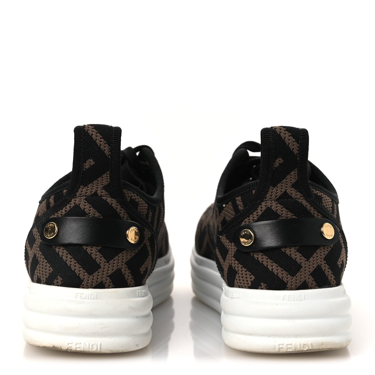Fendi Fabric FF Micro-Perforated Rise Low Top Sneakers 36.5 Tobacco Black 6 of 12