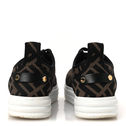 Fendi Fabric FF Micro-Perforated Rise Low Top Sneakers 36.5 Tobacco Black 6 of 12