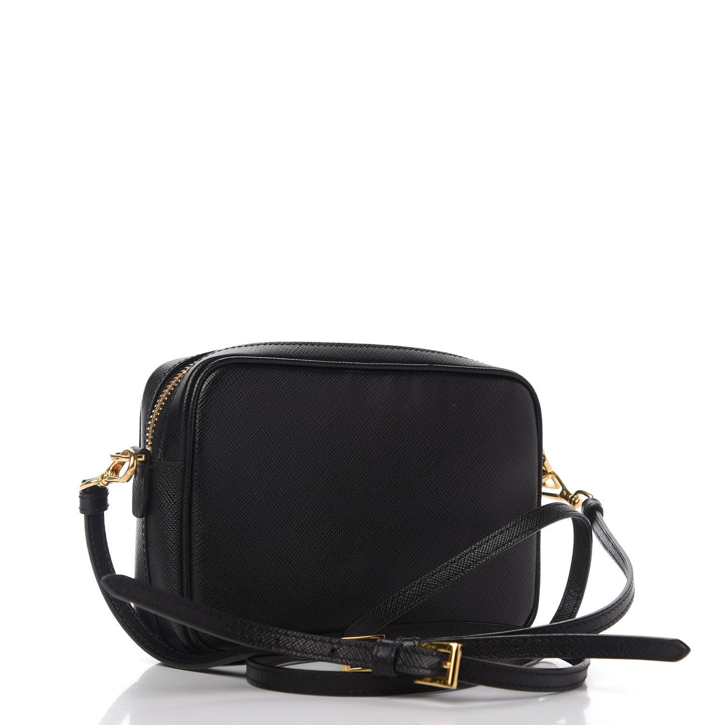 Saffiano Lux Small Camera Crossbody Bag Black