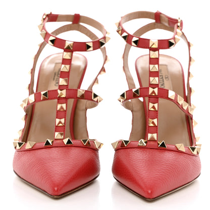 Valentino Garavani Pebbled Calfskin Rockstud Ankle Strap 100mm Pumps 39.5 Rock Pink 2 of 12