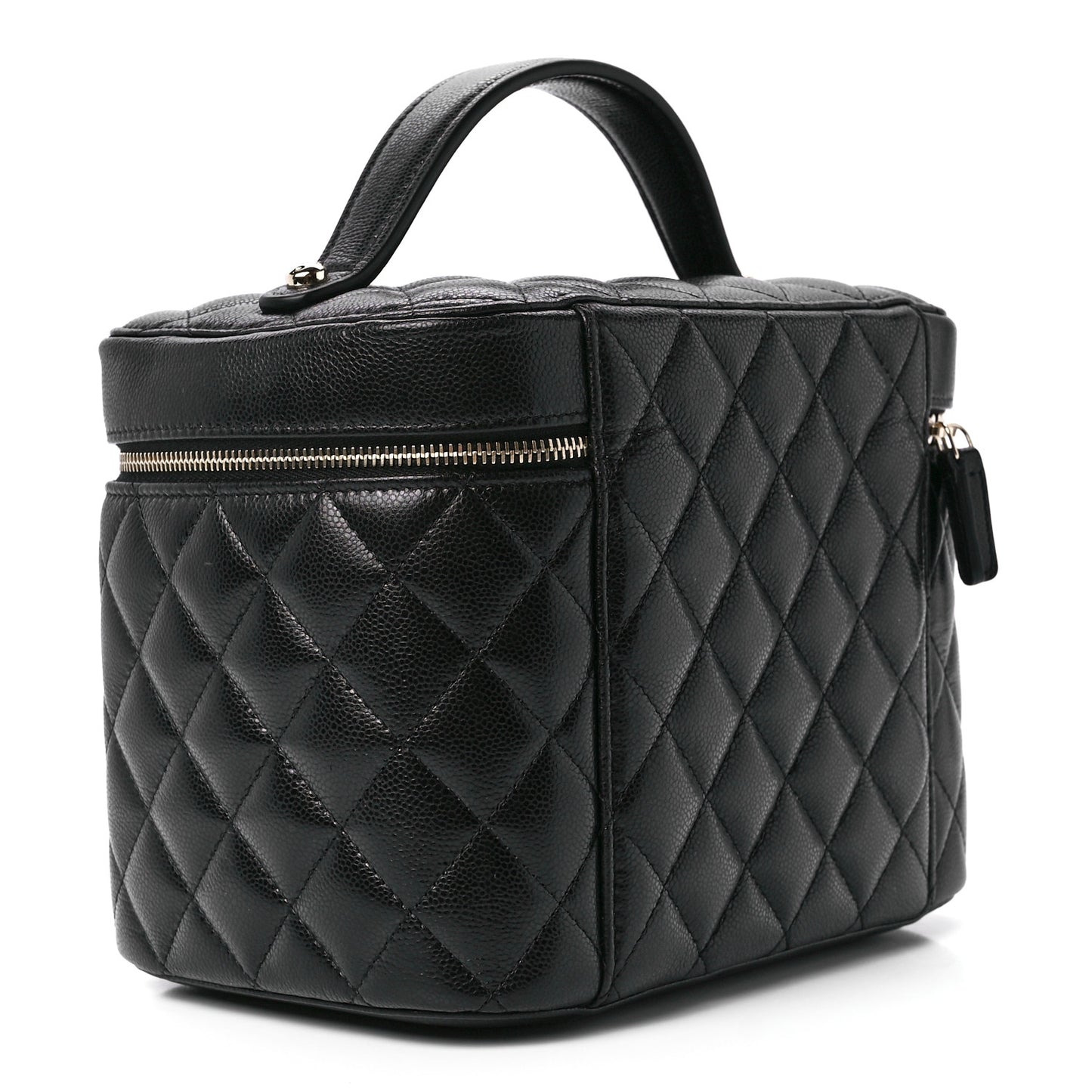 Caviar Quilted Large Vanity Pouch Black