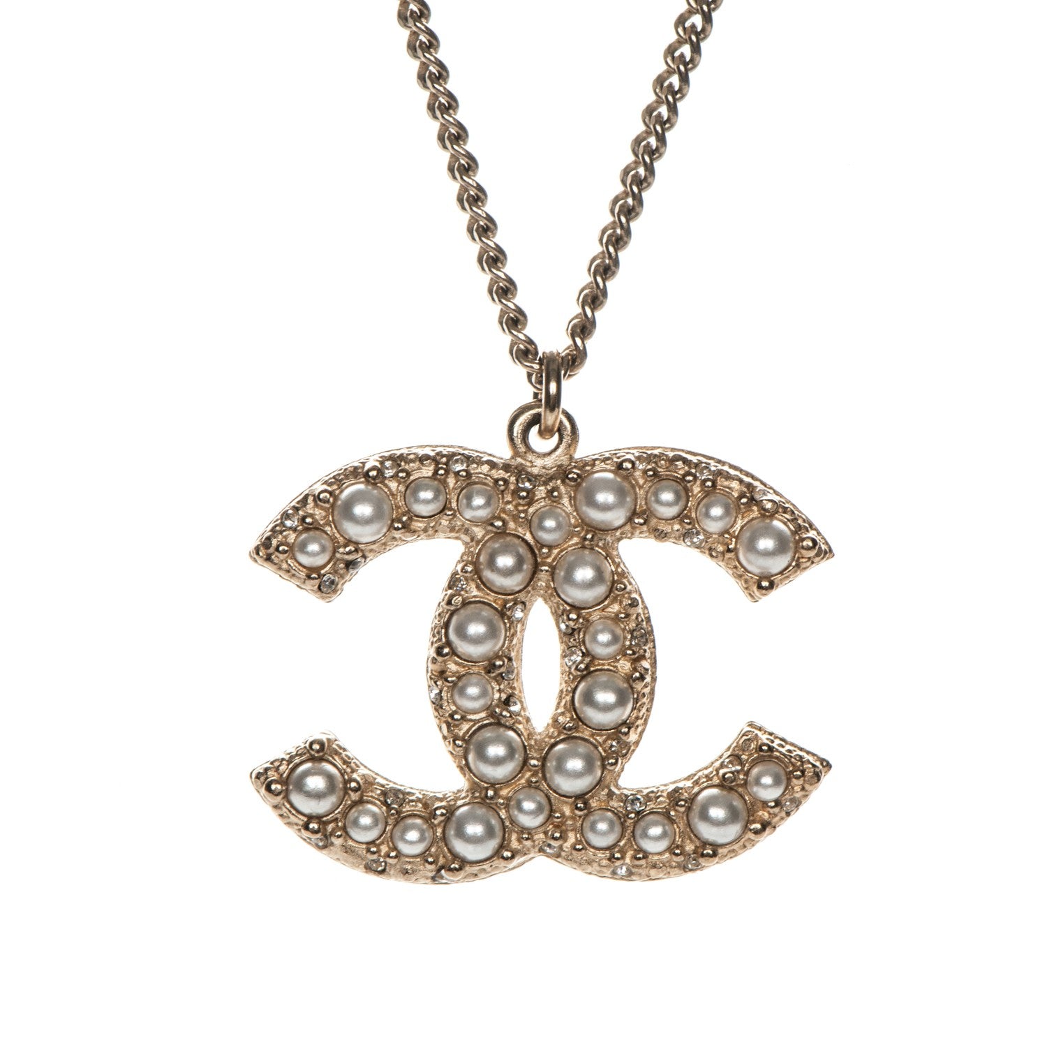 Chanel Pearl CC Pendant Necklace Gold 3 of 5