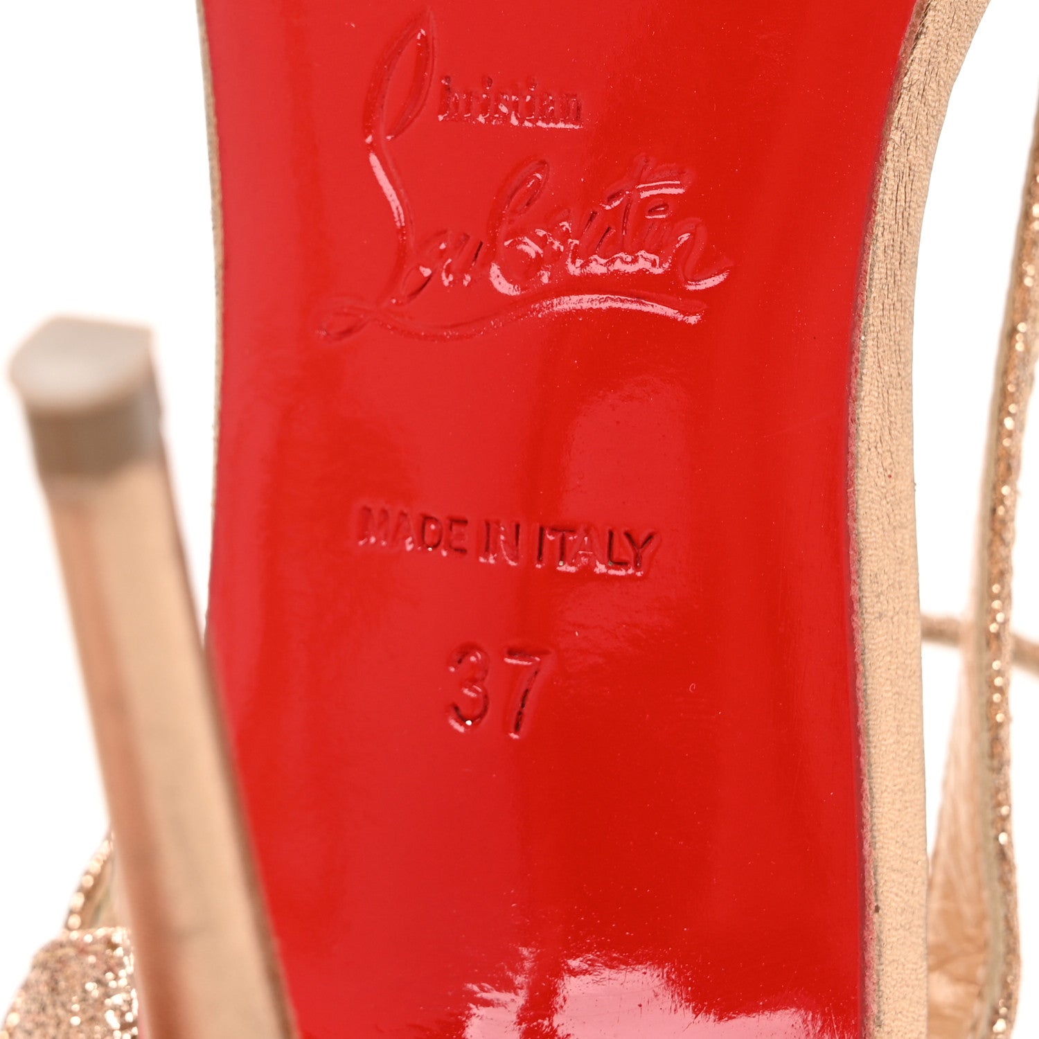 Christian Louboutin Kid Leather Mini Glitter Audrey 100 Sandals 37 Gold 7 of 10