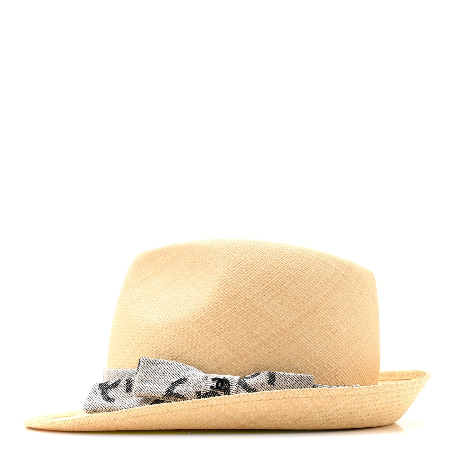 Straw CC Fedora Hat S Beige