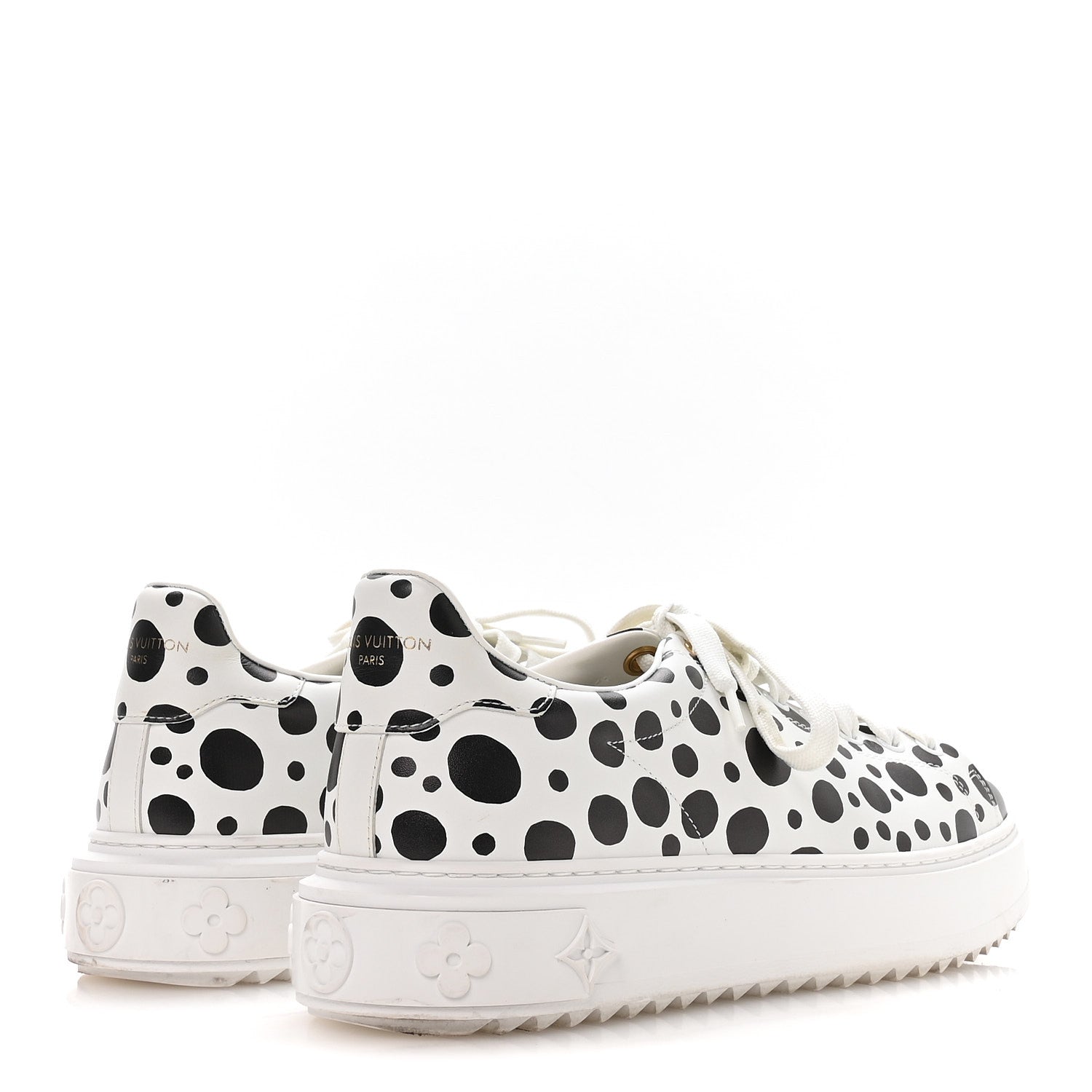 Louis Vuitton LV X YK Calfskin Printed Infinity Dots Time Out Sneakers 38.5 White 5 of 8