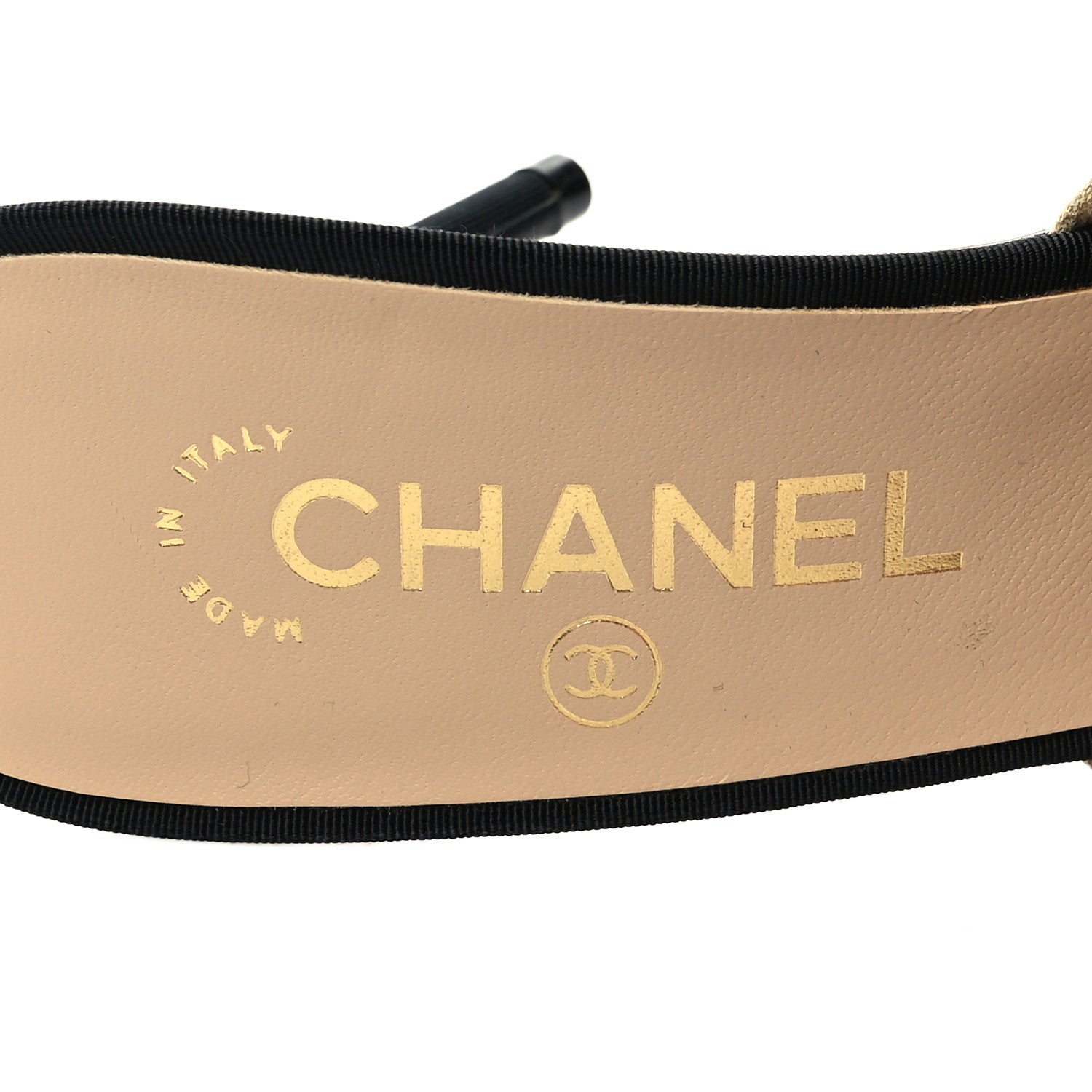 Chanel Suede Grosgrain Cap Toe CC Mules 37.5 Beige Black 8 of 8