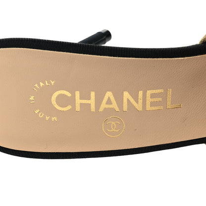 Chanel Suede Grosgrain Cap Toe CC Mules 37.5 Beige Black 8 of 8